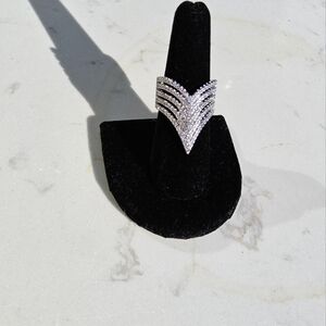 Sparkling Silver Chevron Pavé Ring